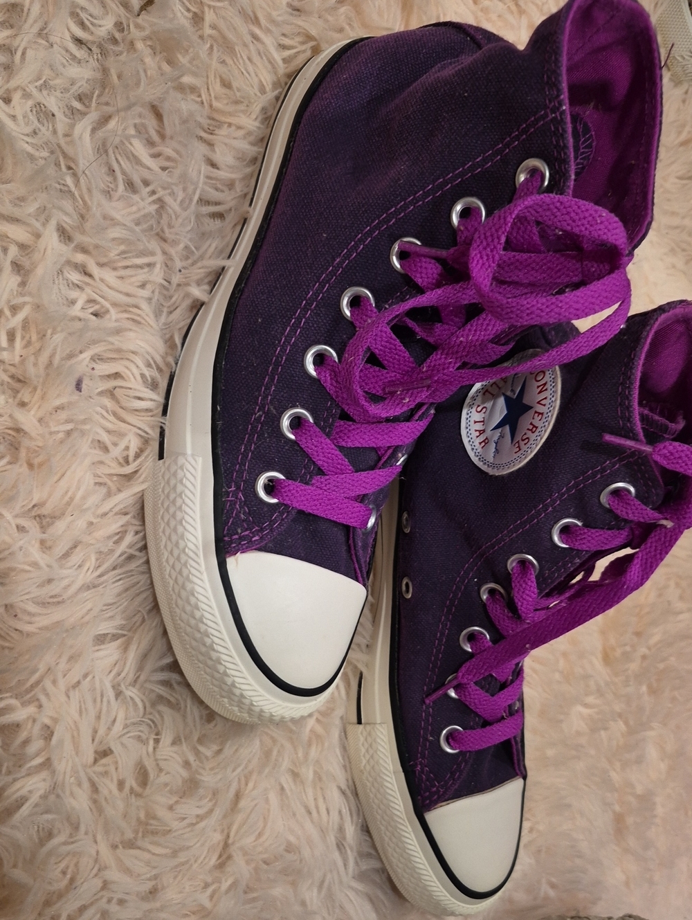 Converse High Top Sneakers - Deep Purple with Magenta Laces
